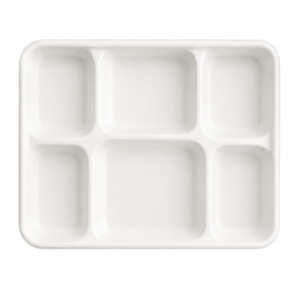 Plateau repas à six compartiments écologique jetable en bagasse de canne à sucre, contenants alimentaires divisés pour les fêtes, la restauration et les événements - Product Image 4