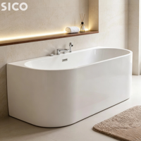 Baignoire autoportante en acrylique renforcé de fibre de verre et résine, blanche, pour bain froid profond, 1,7/1,8 m