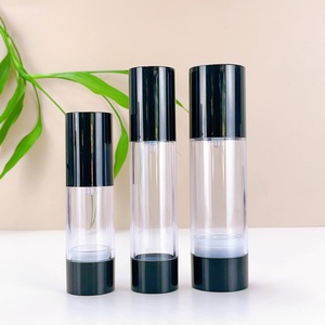 Round Shape Black Transparent Clear15ml 30ml 50ml 80ml 100ml 120ml AS Plastic Airless <b>Bottle</b> with Spray Lotion <b>Pump</b> for Cosmetic - Product Image 3