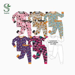 Conjunto de Pijama de Bambú para Bebé Niña, Manga Larga, Dos Piezas, Cuello Redondo, Puños Acanalados, Diseño de Halloween, MOQ Bajo - Product Image 2