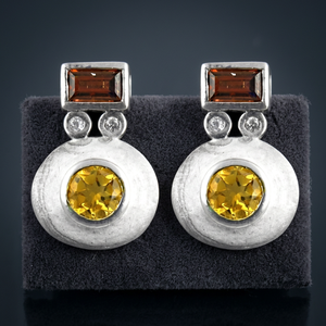 Premium Multi-Stone Silver Fashion Hoop <b>Earrings</b> - Product Image 3