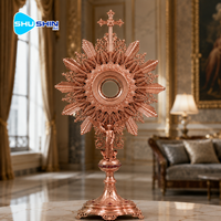 Statue d'ange en bronze coulé électrolytique patiné, monstrance, croix, décoration d'autel d'église, tabernacle religieux catholique pour la prière