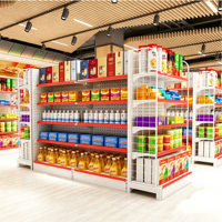 Système d'étagères gondoles en acier réglables à 5 niveaux, présentoir de vente au détail personnalisé pour les magasins de proximité