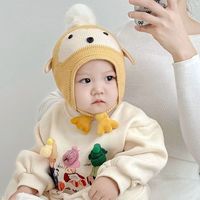 Bonnet tricoté mignon avec cache-oreilles pour bébés de 0 à 2 ans, vente en gros d'usine, chapeau chaud à enfiler pour garçons et filles, collection automne-hiver