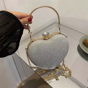 Bolso de noche de lujo para mujer, adornado con diamantes de imitación y cristales, forro de PVC, solapa tipo billetera, bandolera, venta al por mayor - Product Image 2