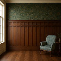 Système de lambris mural en bois de noyer foncé de style anglais classique de luxe personnalisé pour la décoration intérieure des villas et des hôtels