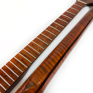 22 Fret ST Electric Guitar <strong>Necks</strong> Dark Brown Glossy Finished Tiger Flame Maple Guitar <strong>Neck</strong> for Guitar Replacement - Product Image 2