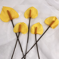 Bunga Anthurium Flamingo Lily Awet Bentuk Hati Berbagai Warna, Buket Alami Kering Abadi untuk Hari Valentine