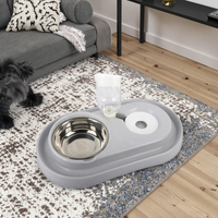 Gamelle à double fontaine automatique pour chien, en acier inoxydable, 4 pièces, fontaine à boire non humide, bol pour animaux de compagnie, adapté au chat