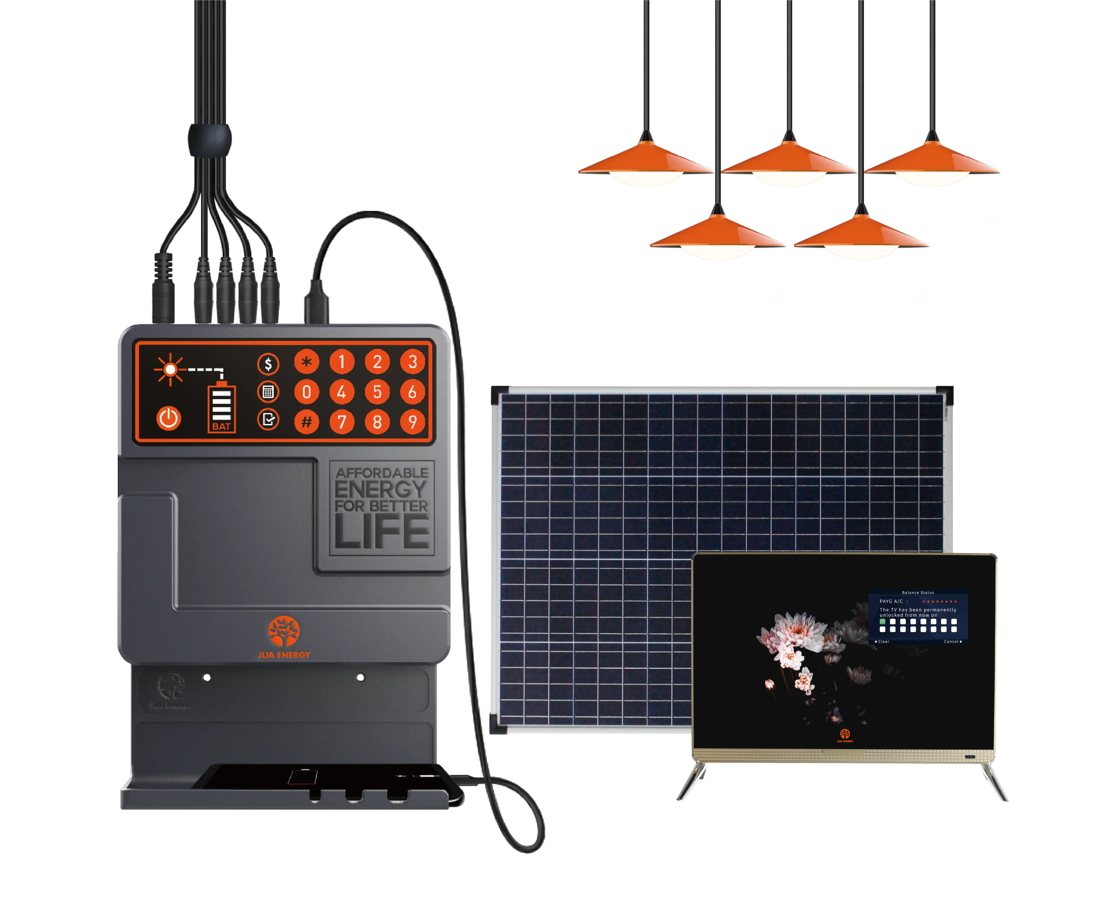 Kits de iluminación de energía Solar, 40W, pago a medida que lo hace, sistemas solares con TV CC para África Rural