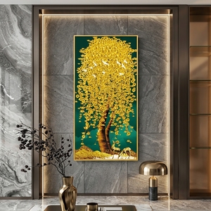 Pannello Decorativo con Stampa a Getto d'Inchiostro su Cornice in Alluminio, <span class=keywords><strong>Albero</strong></span> <span class=keywords><strong>della</strong></span> <span class=keywords><strong>Vita</strong></span> in Porcellana Cristallina con Foglia d'Oro, Arte da Parete per Soggiorno - Product Image 1