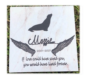 हाथ मुद्रित पालतू मेमोरियल पत्थर, व्यक्तिगत मेमोरियल पत्थर के नाम के साथ उत्कीर्ण पालतू और तारीख - Product Image 4