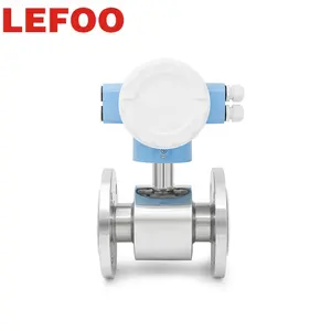 LEFOO PTFE Pengukur Aliran Air Magnetik, DN10-300 Pelapis 4-20mA Output IP65 untuk Pengukuran Industri