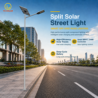 Lampadaire solaire à panneaux séparés avec batterie intégrée et hauteur de poteau personnalisable 6M30W 7M40W 8M60W 9M80W