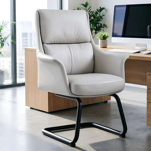 Silla Clásica con Respaldo en Forma de Arco |   Silla Ejecutiva de Cuero Genuino |   Silla Ejecutiva Giratoria con Ajuste de Altura - Product Image 1
