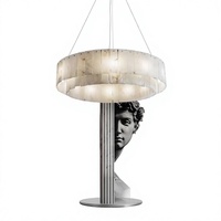 Lustre LED multi-têtes en cuivre et marbre, design moderne et minimaliste, personnalisable, pour salon et salle à manger