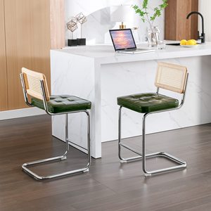 <span class=keywords><strong>Tabouret</strong></span> <span class=keywords><strong>de</strong></span> <span class=keywords><strong>Bar</strong></span> moderne en velours avec dossier en rotin, <span class=keywords><strong>vert</strong></span> <span class=keywords><strong>Olive</strong></span>, haute qualité, vente en gros - Product Image 3