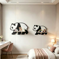 Juego de 2 Estantes Flotantes de Madera con Diseño de Panda, Decoración para Colgar en la Pared, Fácil Instalación para Habitación Infantil
