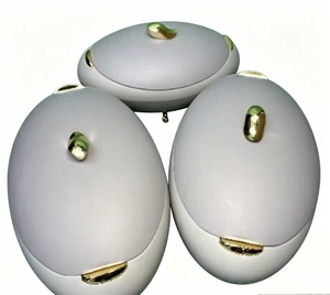 Lot de 3 casseroles isothermes ovales 4L, 5L, 6L, économiseuses d'espace, avec bouton doré bicolore, pour le Ramadan, l'Aïd, les banquets africains et les fêtes - Product Image 1