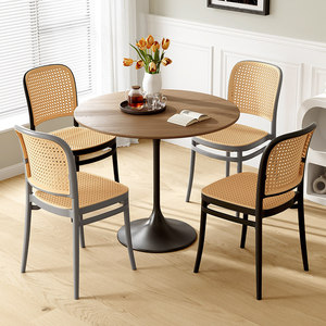Silla <span class=keywords><strong>de</strong></span> Comedor Apilable <span class=keywords><strong>de</strong></span> Plástico Estilo Nórdico para el Hogar, Respaldo Grueso, Imitación <span class=keywords><strong>de</strong></span> Mimbre Tejido, para Patio Exterior, Restaurante - Product Image 6