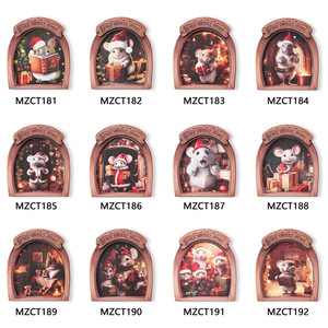 Vintage Noël Souris Trou En Bois Réfrigérateur Aimant 3D Mini Affiche Cadre Maison Cuisine Bureau Festif Vacances Fabriqué À <span class=keywords><strong>La</strong></span> Main Décor - Product Image 5
