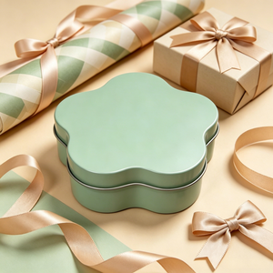 Boîte en étain opulente en forme de fleur à pétales mentholés, solution de stockage de qualité professionnelle, boîte en métal pour la vente en gros et l'approvisionnement haut de gamme - Product Image 1