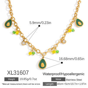 Collana in acciaio inossidabile con clavicola in oro reale 18k con ciondolo in stile rurale da donna SongYi - Product Image 3