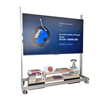 Support TV mobile en profilé aluminium avec étagère de rangement en contreplaqué de bouleau, chariot TV autoportant à roulettes pour salon et écran de moniteur