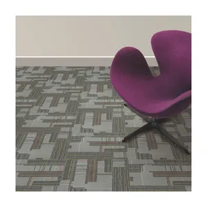 HJ ubin karpet lantai kayu cetak 5mm 4mm rambut 100% nilon 50x50cm PU/PVC ubin karpet cetak belakang bantalan