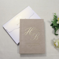 Livret d'invitation de mariage en velours à texture personnalisée ensemble d'invitation de mariage en acrylique miroir gravé en feuille d'or