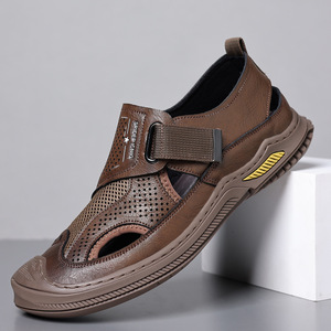Sandalias de Verano para Hombre, Transpirables, de Malla y Cuero, Punta Redonda, Estilo Deportivo, Suela Intermedia de EVA, Suela Exterior de Goma - Product Image 1