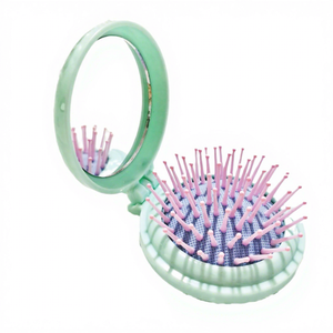 Peigne à cheveux rond pour enfants <span class=keywords><strong>et</strong></span> femmes, miroir portable pliable pour retouches <span class=keywords><strong>de</strong></span> <span class=keywords><strong>maquillage</strong></span>, houppette à coussin d'air, vente en gros disponible - Product Image 2