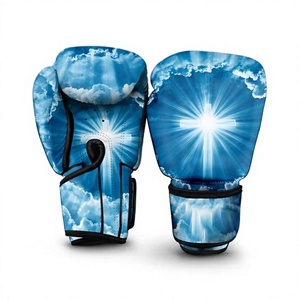ถุงมือชกมวยหนังวัวสำหรับฝึกชกมวยมืออาชีพพิมพ์ลายกีฬา - Product Image 1