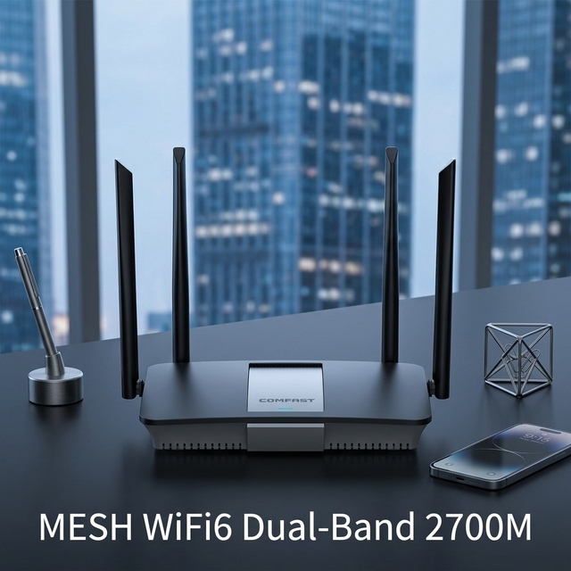 COMFAST CF-WR627AX Enterprise Gaming Mesh WiFi6 Dual-Band 5G 2167Mbps 4-Antenna Wireless Router with VPN and 1000Mbps Support
