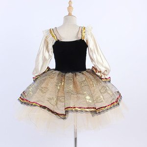 Robe de ballet de style court pour fille, robe de danse en satin doré à manches longues, style <span class=keywords><strong>lolita</strong></span>, costume de scène - Product Image 4