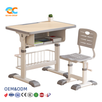 Bureau et chaise réglables en hauteur pour étudiants, avec structure métallique, pour projets scolaires, vente en gros OEM et ODM, 65*45