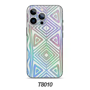 Factory Mobile back sticker skins with Middle line Dazzle Holographic film for iphone 13