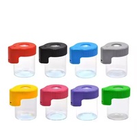Bocal lumineux hermétique en plastique ABS avec couvercle en verre pour plantes aromatiques Bocal en verre avec LED et chargement USB Logo personnalisé disponible