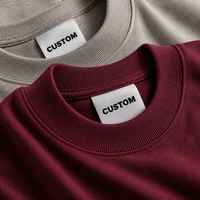 T-shirt en coton à col côtelé gris bordeaux pour homme, personnalisable, marque privée, mode et vente en gros