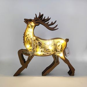 Uionen Multi-layer Hollow Carved Wooden Elk Figurine Creative Animal Craft Home Decorative <b>Ornament</b> - Product Image 2