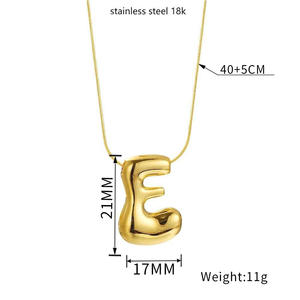 Joyería de moda Estilo lindo Burbuja pequeña Chapado en oro Collar con colgante de letra inicial hinchada de acero inoxidable - Product Image 5