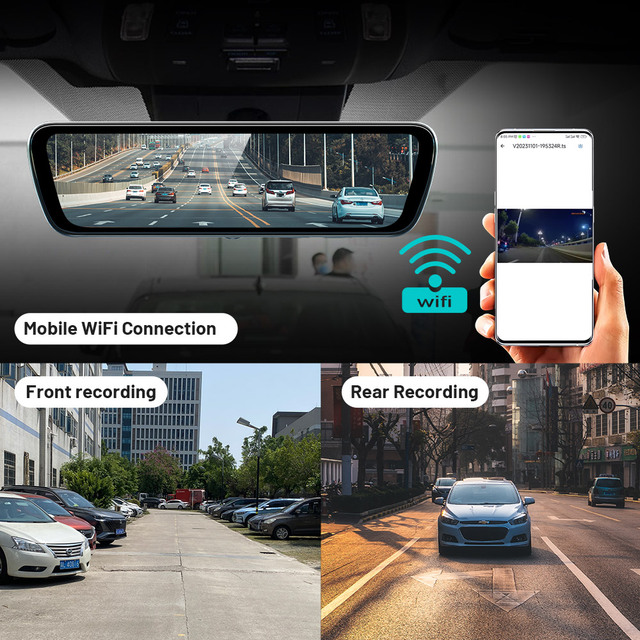 9.35Inch Mirror Dash Cam Night Vision 1080P FHD Full Touch Screen Front and Rear View Backup Camera for Xiaomi BYD Ti7 Denza BMW