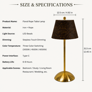 Lampe de <span class=keywords><strong>table</strong></span> LED sans fil moderne de style européen, avec commande tactile flexible, abat-jour en forme de corde, corps en fer, lumière décorative pour mariage - Product Image 4