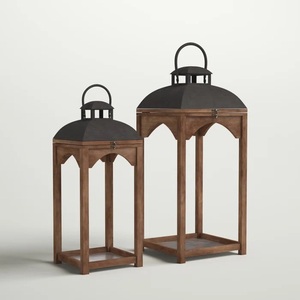 Porte-bougie unique fait main, lanterne carrée en bois avec poignée en corde, style vintage rustique, grand porte-bougie suspendu pour intérieur et extérieur - Product Image 5