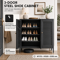 Armoire de rangement moderne et minimaliste en acier durable avec portes à persiennes, facile à assembler, organisateur de chaussures pour couloir, chambre, salon, mur