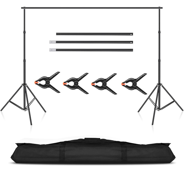 Yiscaxia Heavy Duty Stainless Steel Metal Background Stand Adjustable Support With Aluminum Pipe for Studio Photography Backdrop