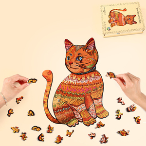 Cute Animal Shaped <strong>Cat</strong> Wooden <strong>Jigsaw</strong> <strong>Puzzles</strong> for Family Game Play Collection Kids Toys - Product Image 2
