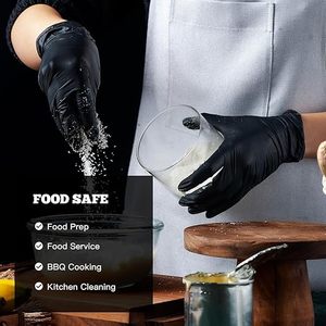 Gants en nitrile noir, résistants, imperméables, 6 mil, résistants aux produits chimiques, sans poudre, sans latex, jetables - Product Image 4