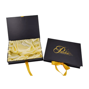 Custom Black Coated Paper Magnetic <strong>Gift</strong> Box <strong>Book</strong> Shaped with Ribbon Embossing Sponge Lining for Unique <strong>Gifts</strong> - Product Image 4
