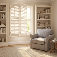 Volets en bois modernes de qualité supérieure, à lames orientables, pleine hauteur, avec tige de commande, pour chambre à coucher, directement du fabricant